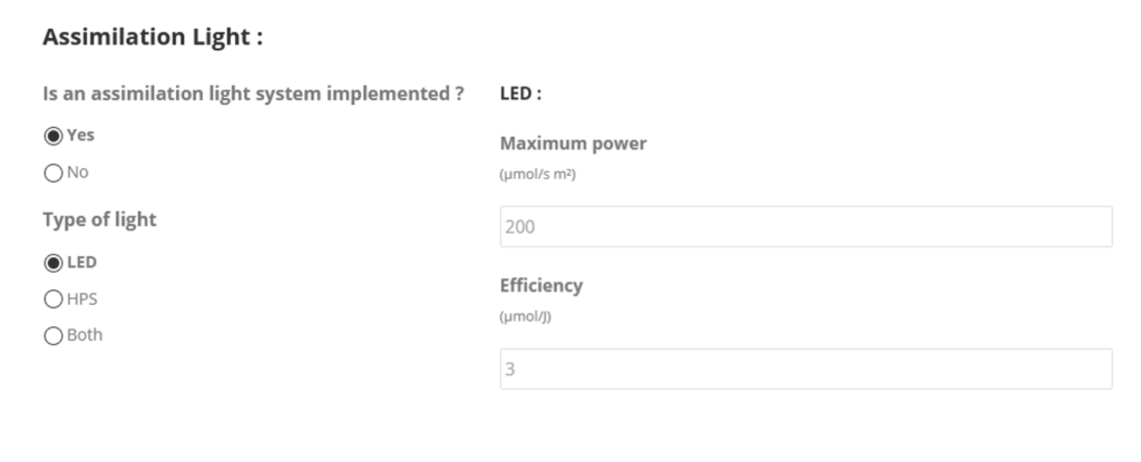 lighting system parameters